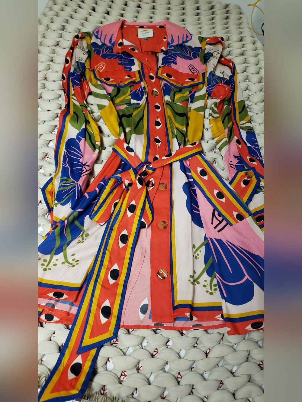 Farm Rio Surreal Scarf Print Shirtdress - Picture 8 of 8
